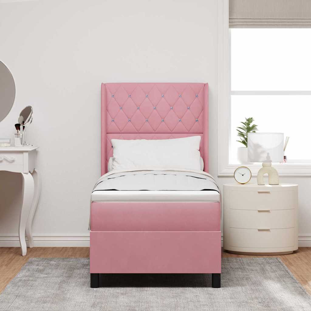 Boxspringbett mit Matratze mit LED Rosa 80 x 200 cm Samt