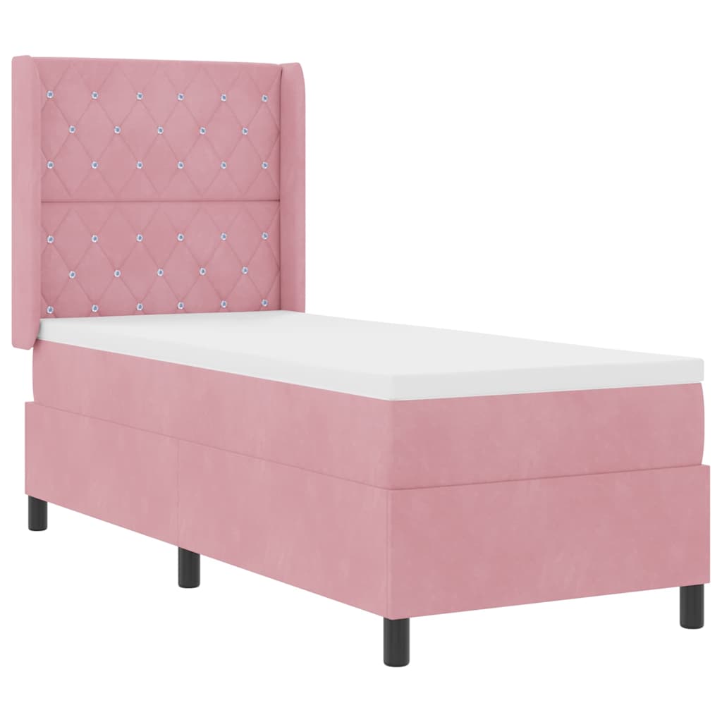 Boxspringbett mit Matratze mit LED Rosa 80 x 200 cm Samt