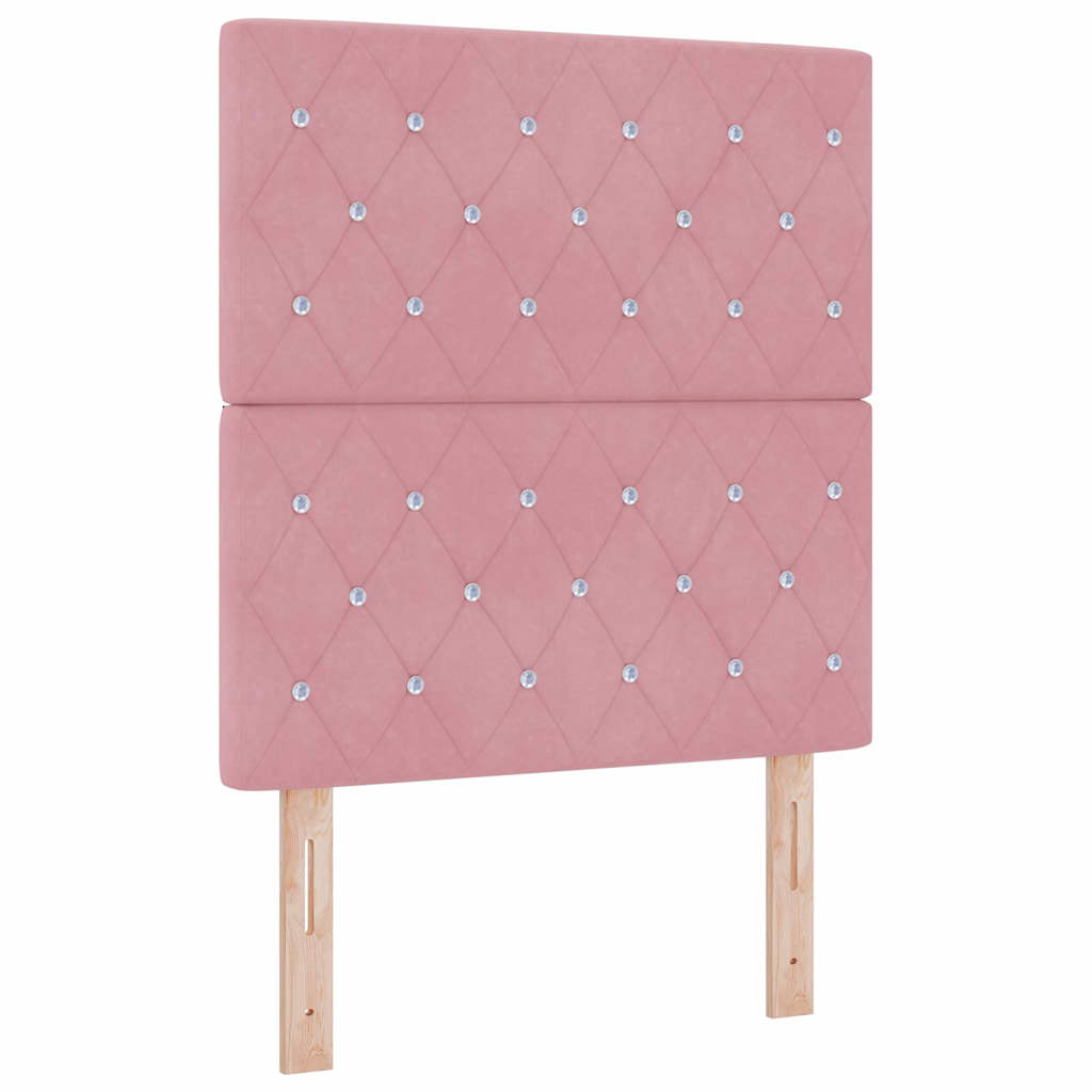 Boxspringbett mit Matratze mit LED Rosa 80 x 200 cm Samt