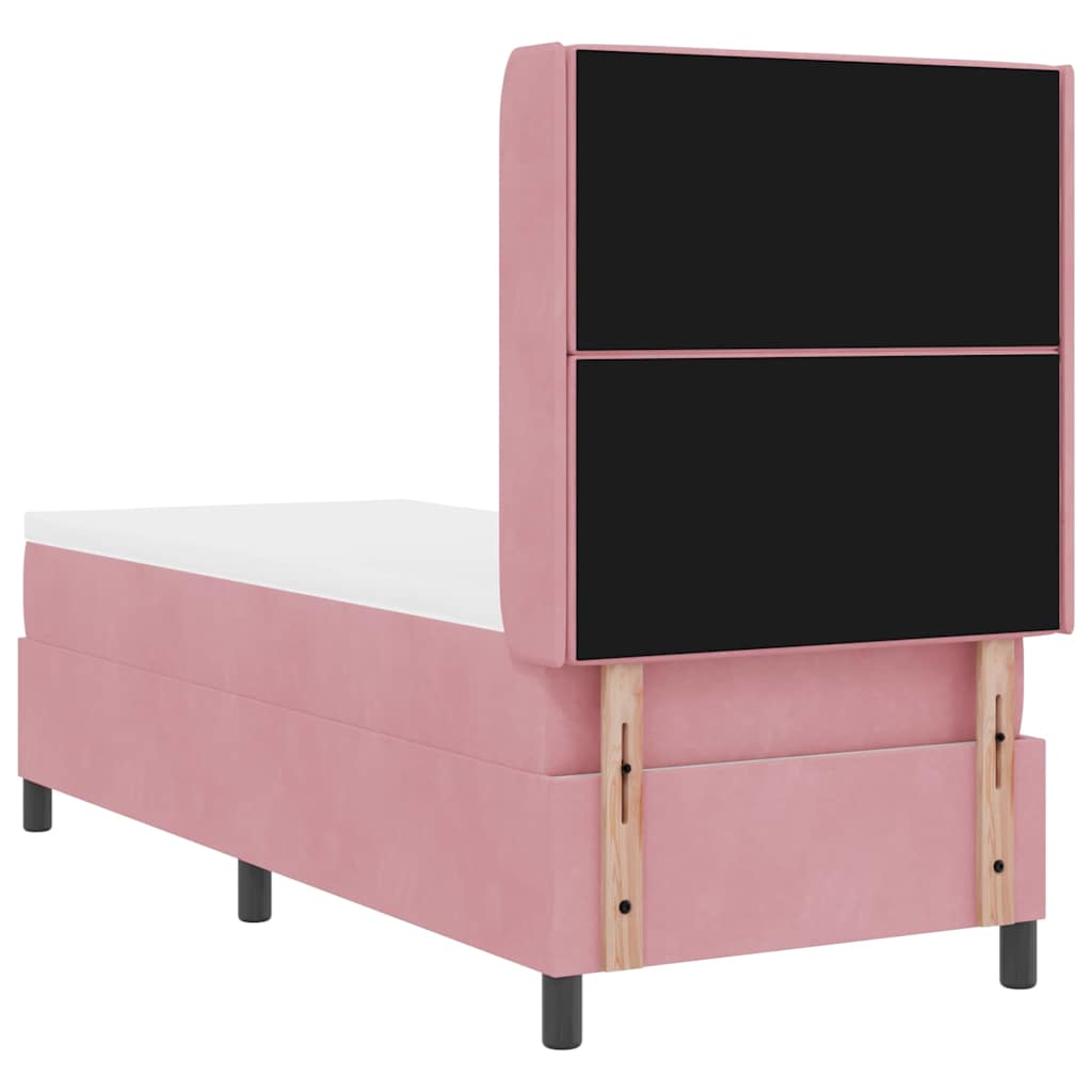 Boxspringbett mit Matratze mit LED Rosa 80 x 200 cm Samt