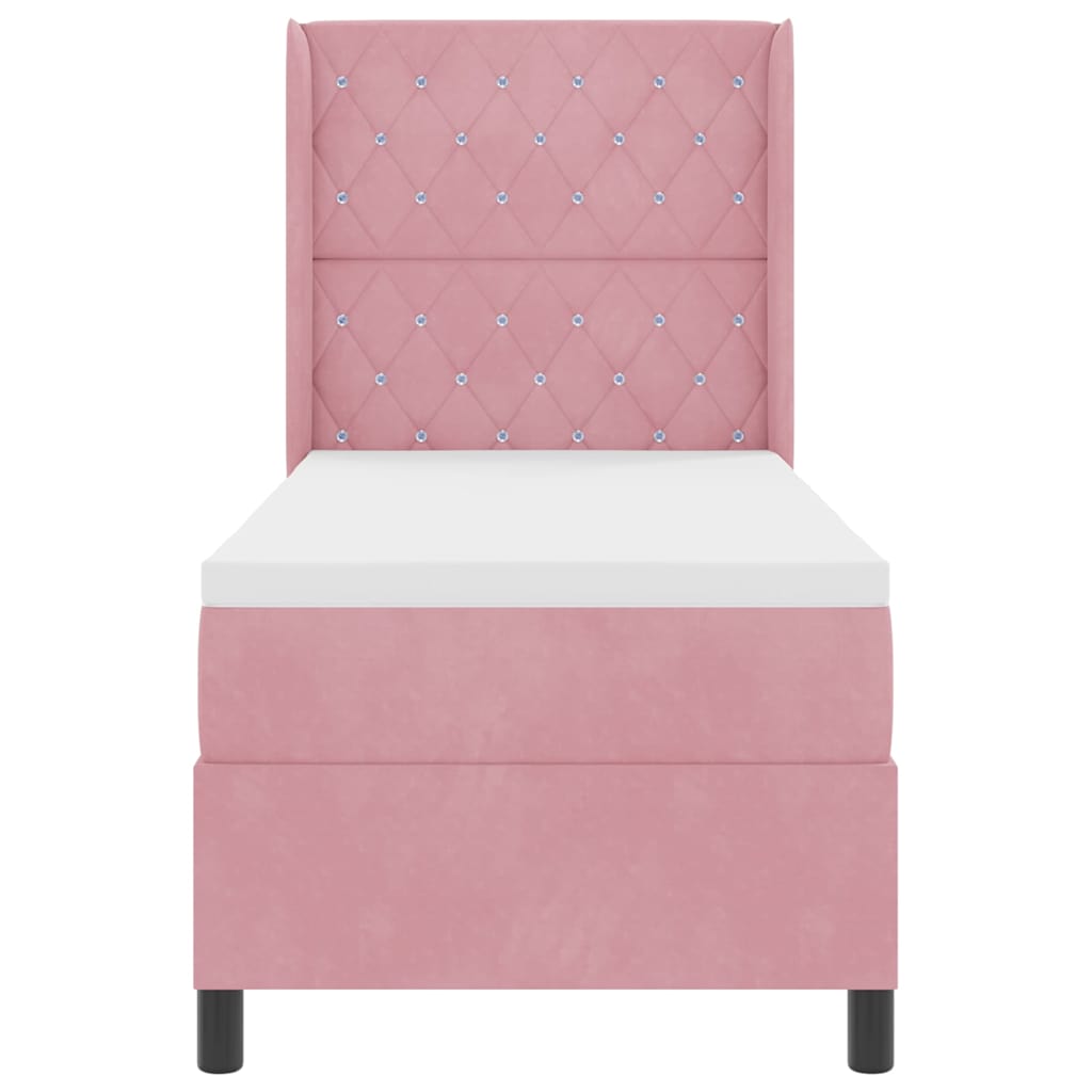 Boxspringbett mit Matratze mit LED Rosa 80 x 200 cm Samt