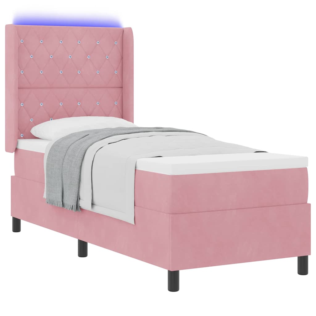 Boxspringbett mit Matratze mit LED Rosa 80 x 200 cm Samt