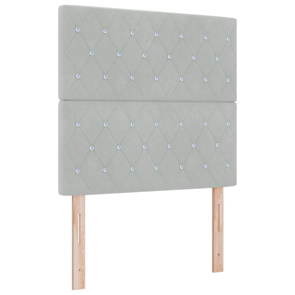 LED Boxspringbett mit Matratze Argyle Hellgrau 90 x 190 cm Samt