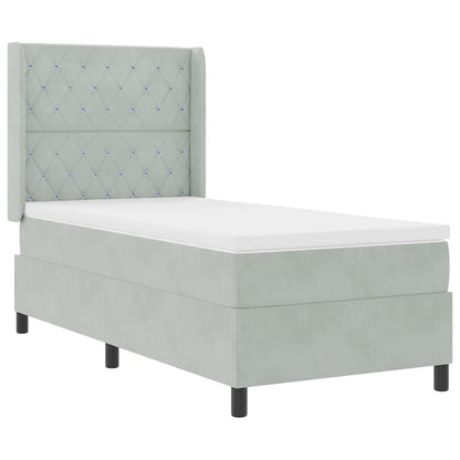 Boxspringbett mit Matratze mit LED Hellgrau 90 x 200 cm Samt