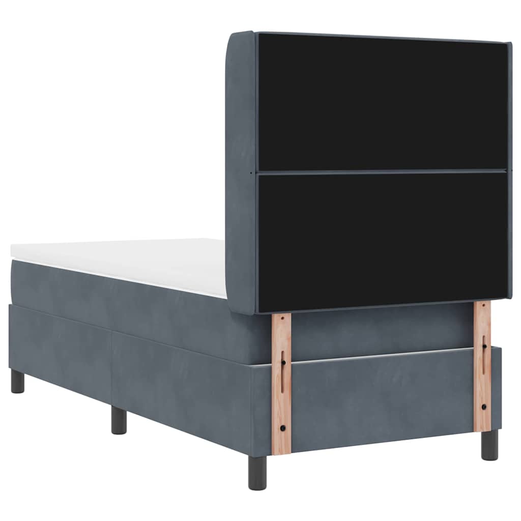 LED Boxspringbett mit Matratze Dunkelgrau 100 x 200 cm Samt