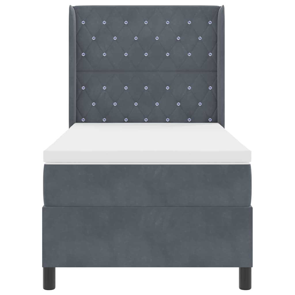 LED Boxspringbett mit Matratze Dunkelgrau 100 x 200 cm Samt