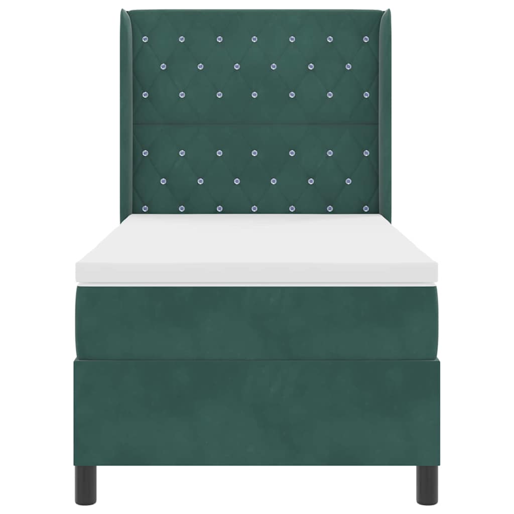 Boxspringbett mit Matratze mit LED Dunkelgrün 100 x 200 cm Samt