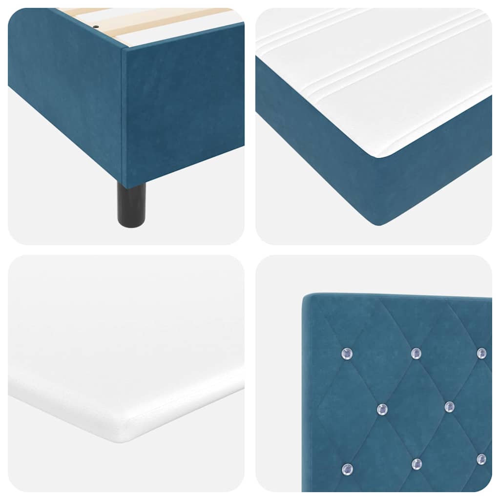 LED Boxspringbett mit Matratze Argyle Blau 100 x 200 cm Samt