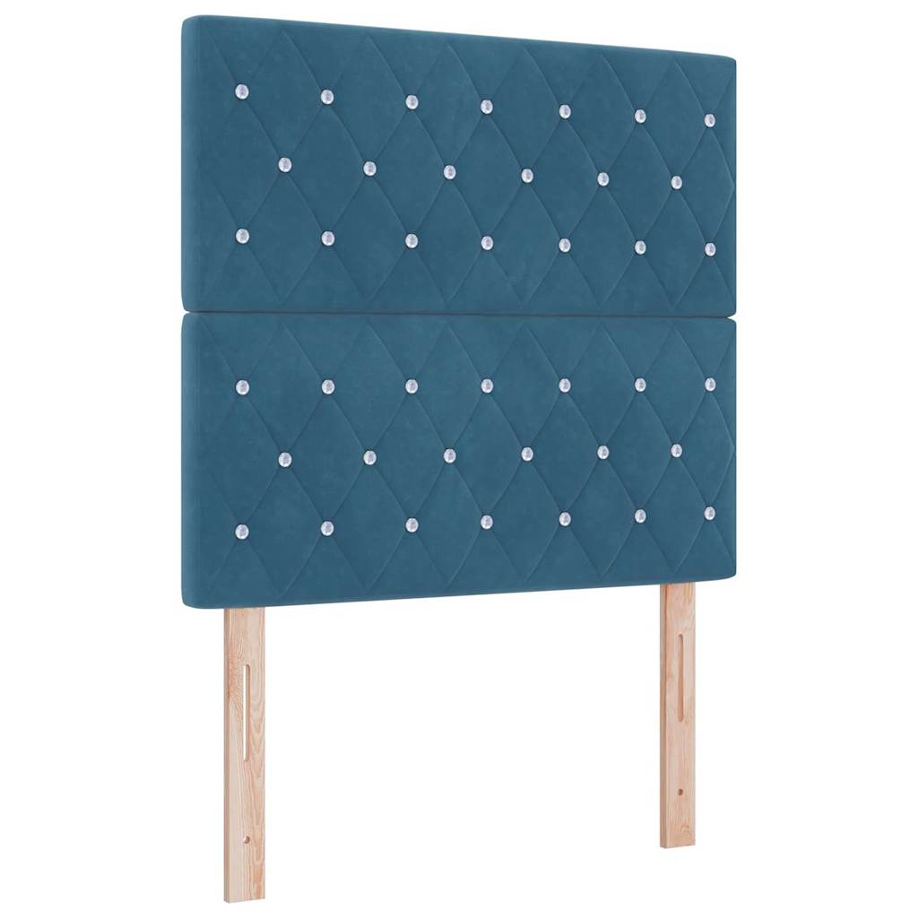 LED Boxspringbett mit Matratze Argyle Blau 100 x 200 cm Samt