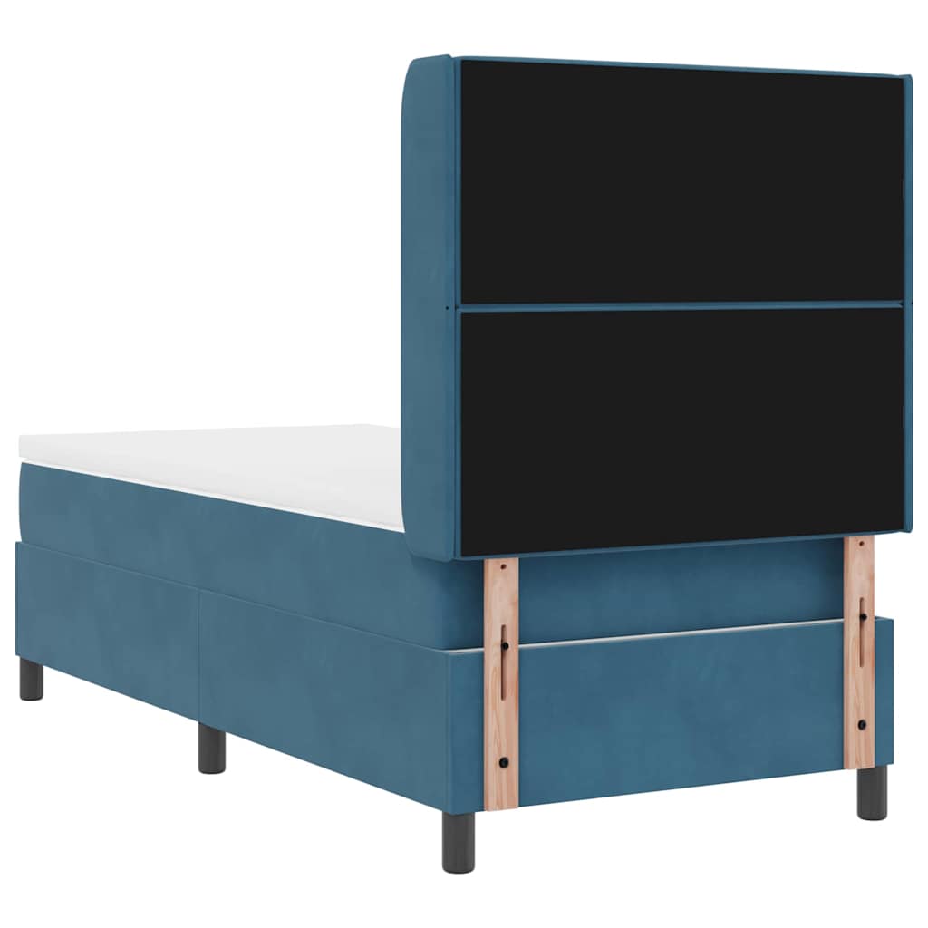 LED Boxspringbett mit Matratze Argyle Blau 100 x 200 cm Samt