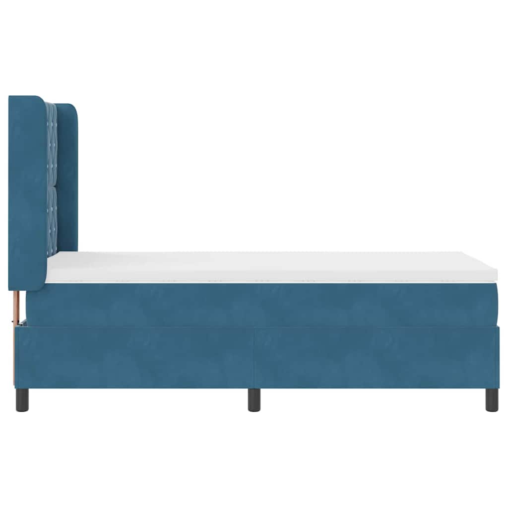 LED Boxspringbett mit Matratze Argyle Blau 100 x 200 cm Samt