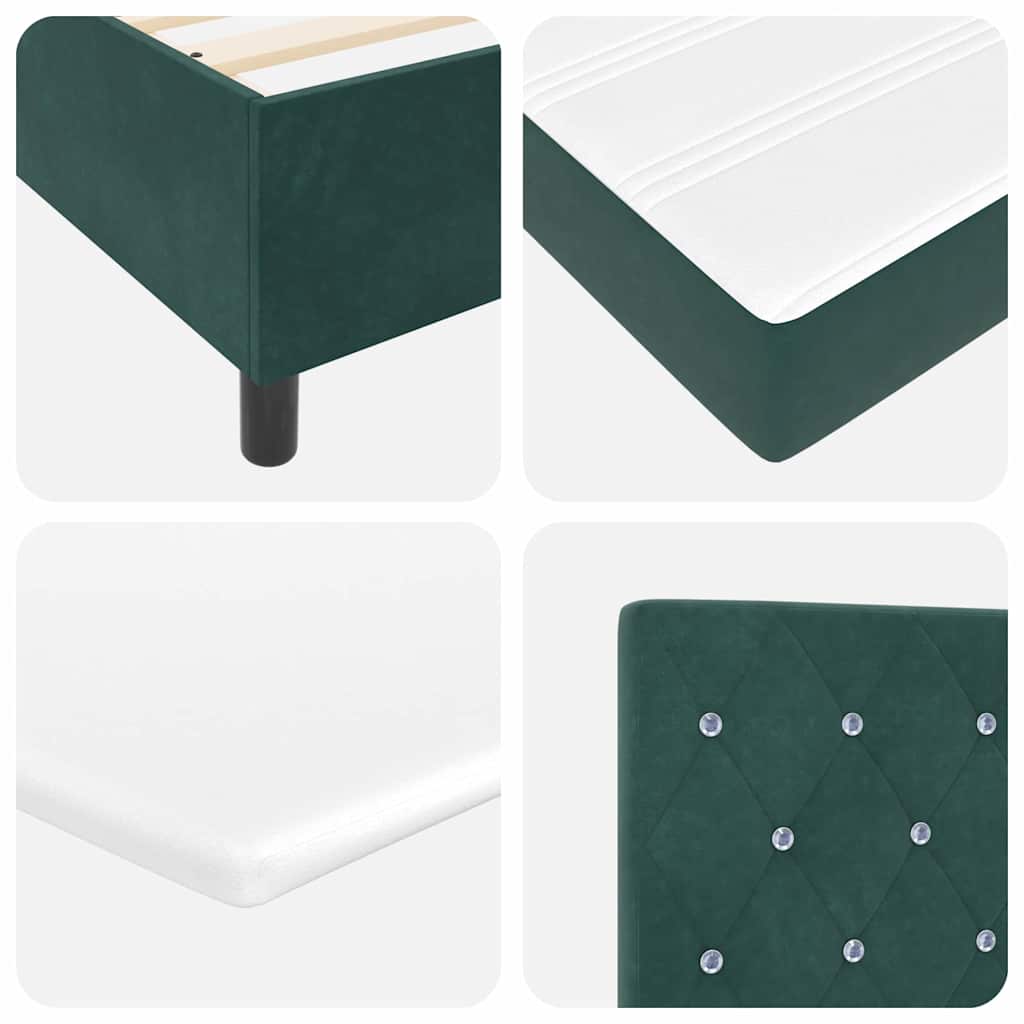 LED Boxspringbett mit Matratze Argyle Grün 140 x 190 cm Samt