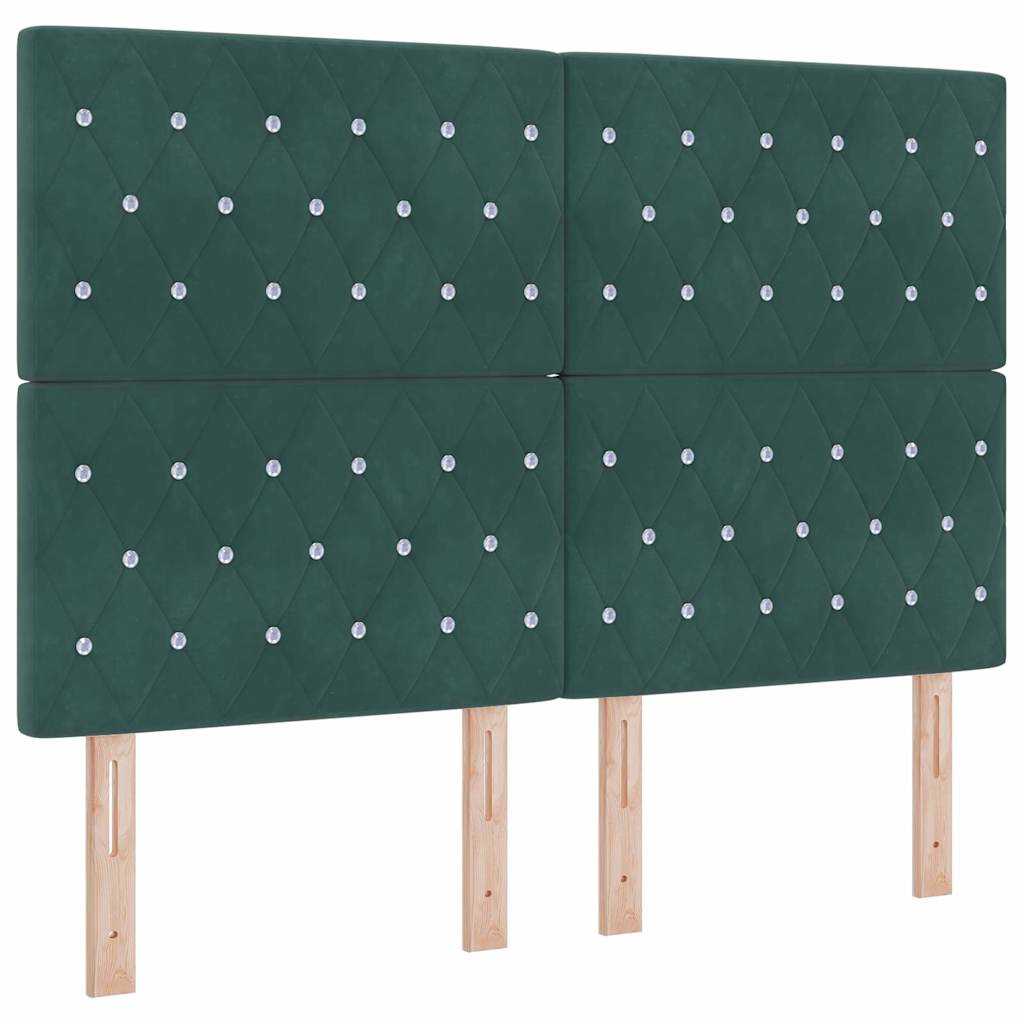LED Boxspringbett mit Matratze Argyle Grün 140 x 190 cm Samt