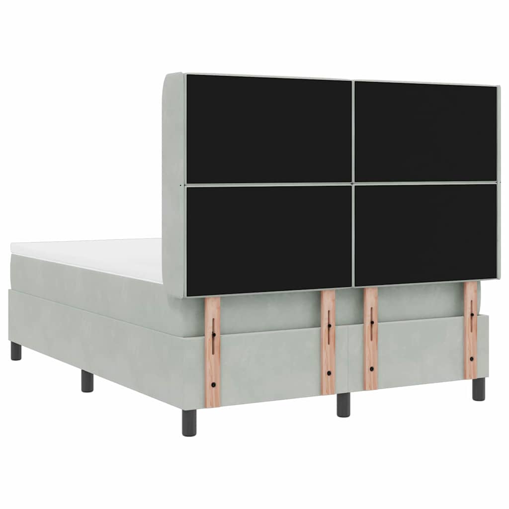 LED Boxspringbett mit Matratze Hellgrau 140 x 200 cm Samt