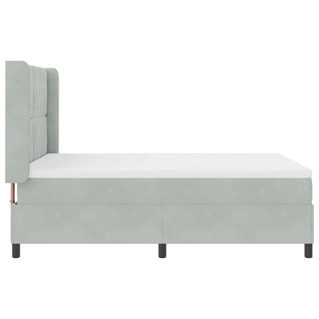 LED Boxspringbett mit Matratze Hellgrau 140 x 200 cm Samt
