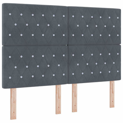 Boxspringbett mit LED-Lichtleisten Dunkelgrau 140 x 200 cm Samt