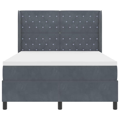 Boxspringbett mit LED-Lichtleisten Dunkelgrau 140 x 200 cm Samt