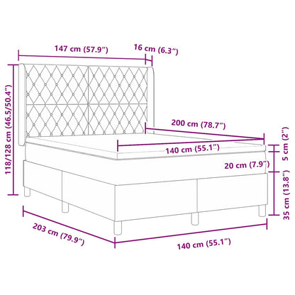Boxspringbett mit LED-Lichtleisten Dunkelgrau 140 x 200 cm Samt