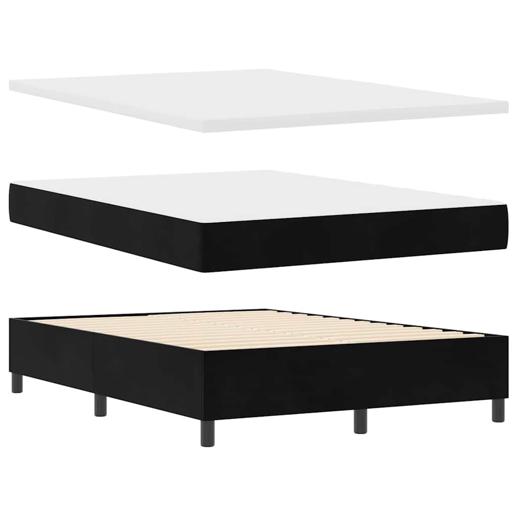 Boxspringbett mit LED-Lichtleisten Schwarz 140 x 200 cm Samt