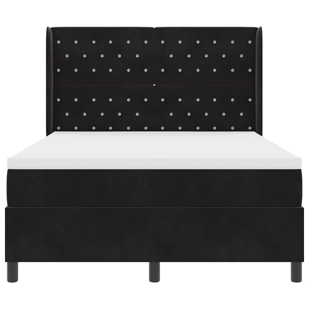 Boxspringbett mit LED-Lichtleisten Schwarz 140 x 200 cm Samt