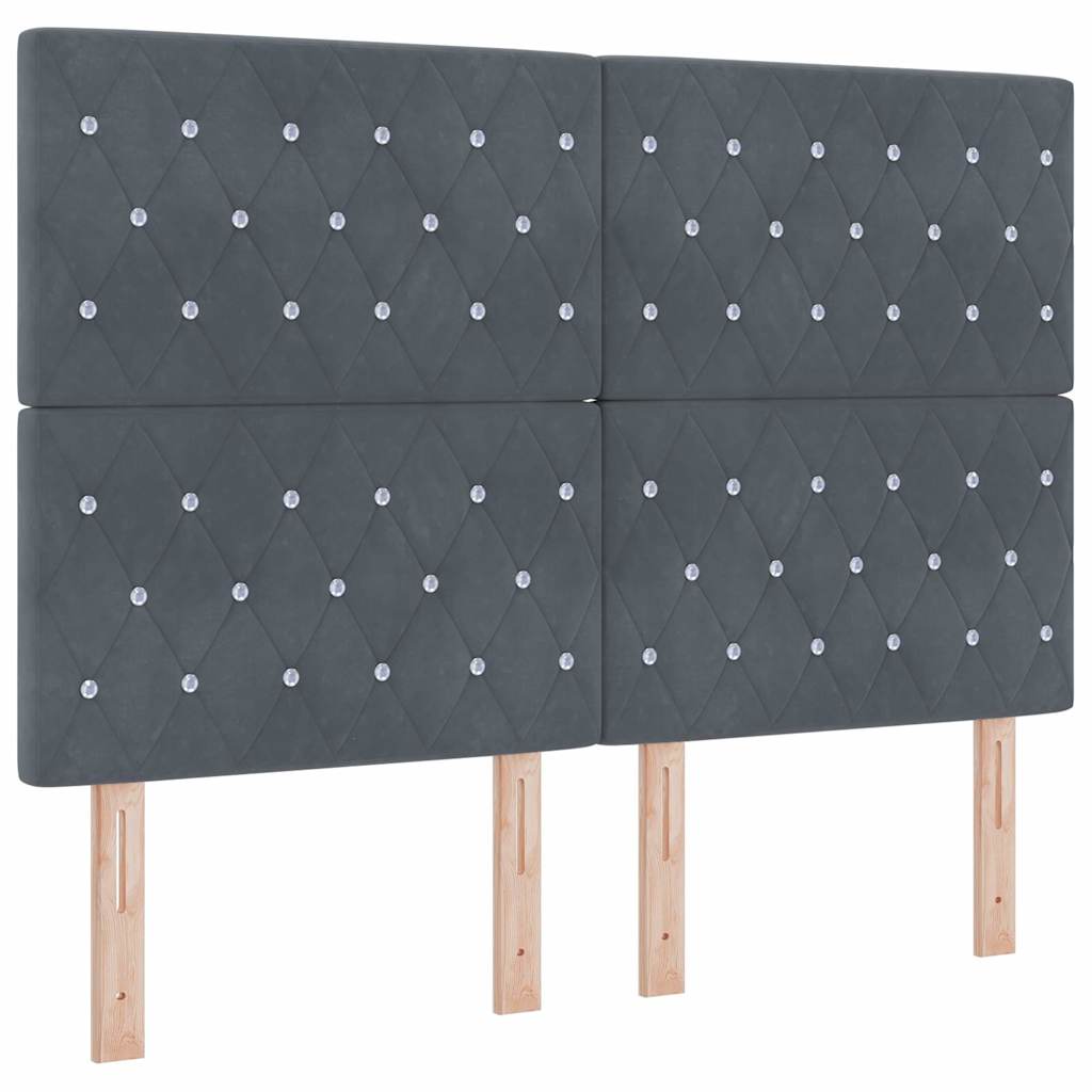 LED Boxspringbett mit Matratze Dunkelgrau 160 x 200 cm Samt
