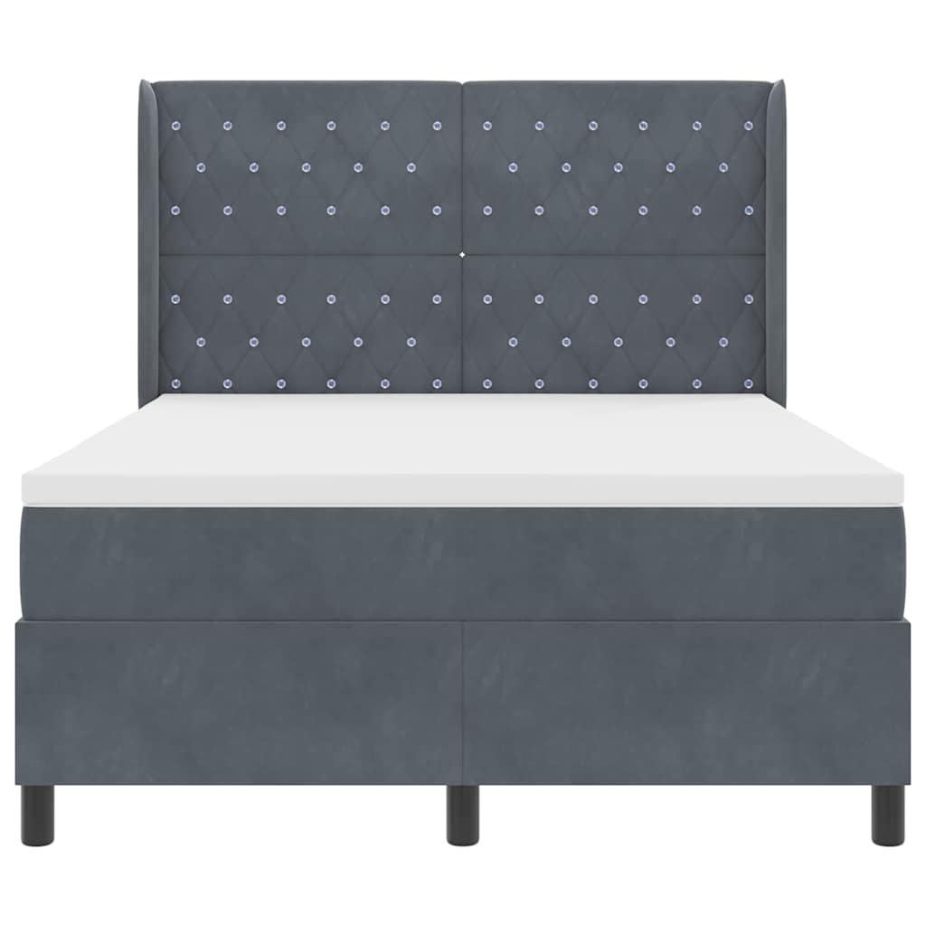LED Boxspringbett mit Matratze Dunkelgrau 160 x 200 cm Samt