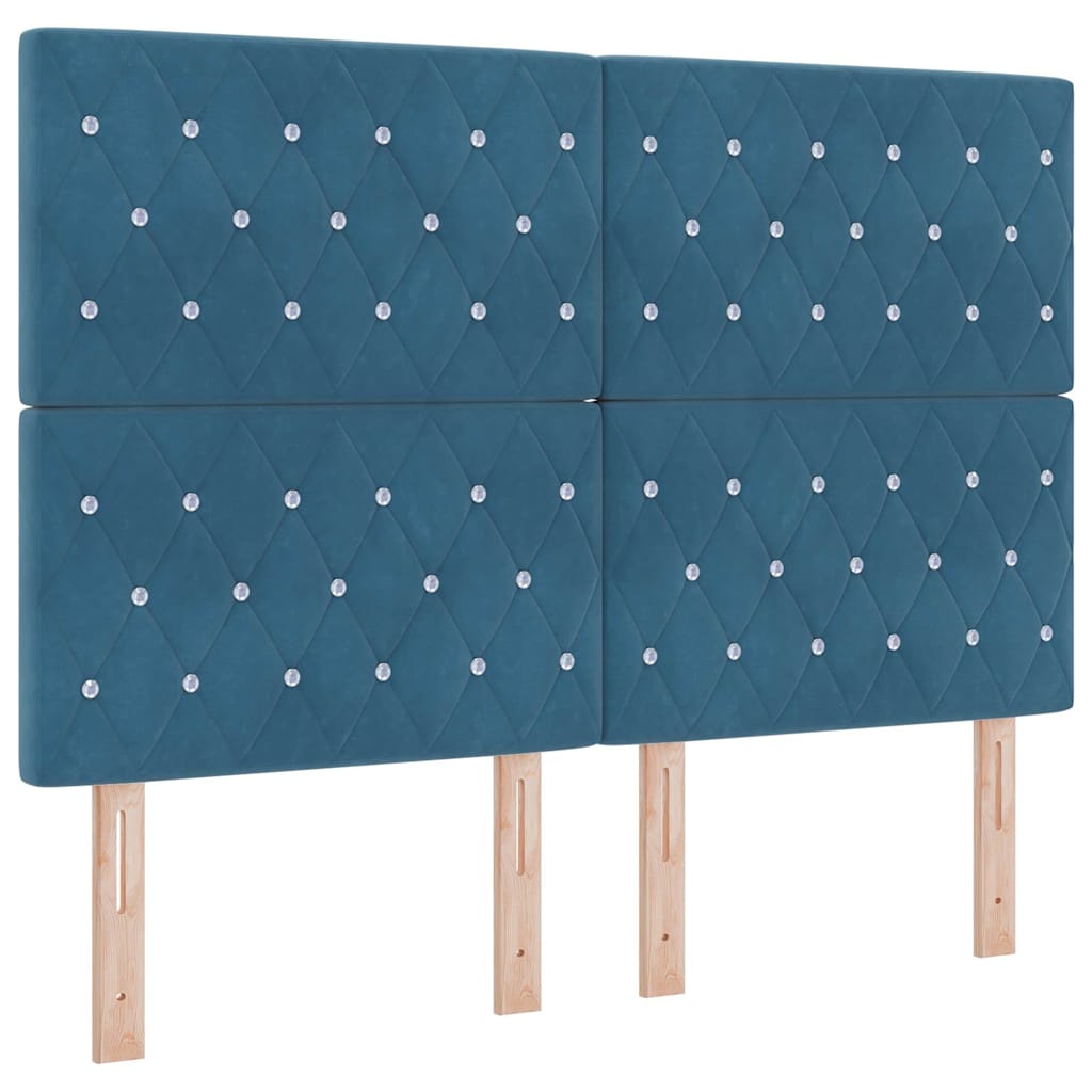 LED Boxspringbett mit Matratze Argyle Blau 160 x 200 cm Samt