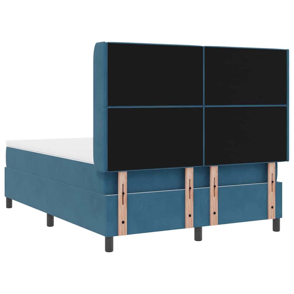 LED Boxspringbett mit Matratze Argyle Blau 160 x 200 cm Samt