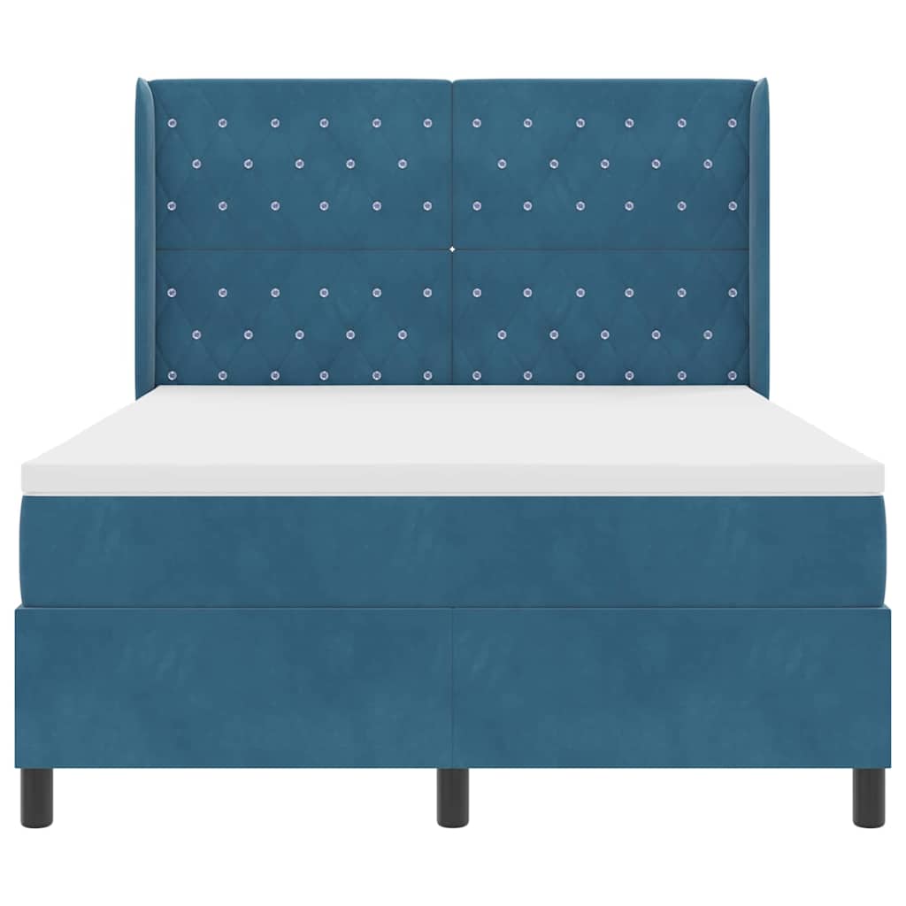 LED Boxspringbett mit Matratze Argyle Blau 160 x 200 cm Samt