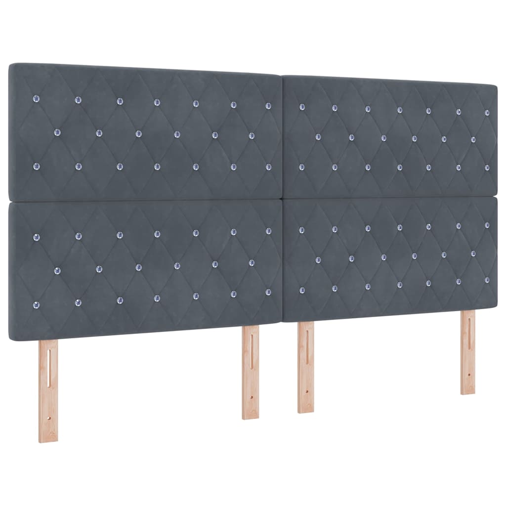 Boxspringbett mit Matratze mit LED Dunkelgrau 180 x 200 cm Samt