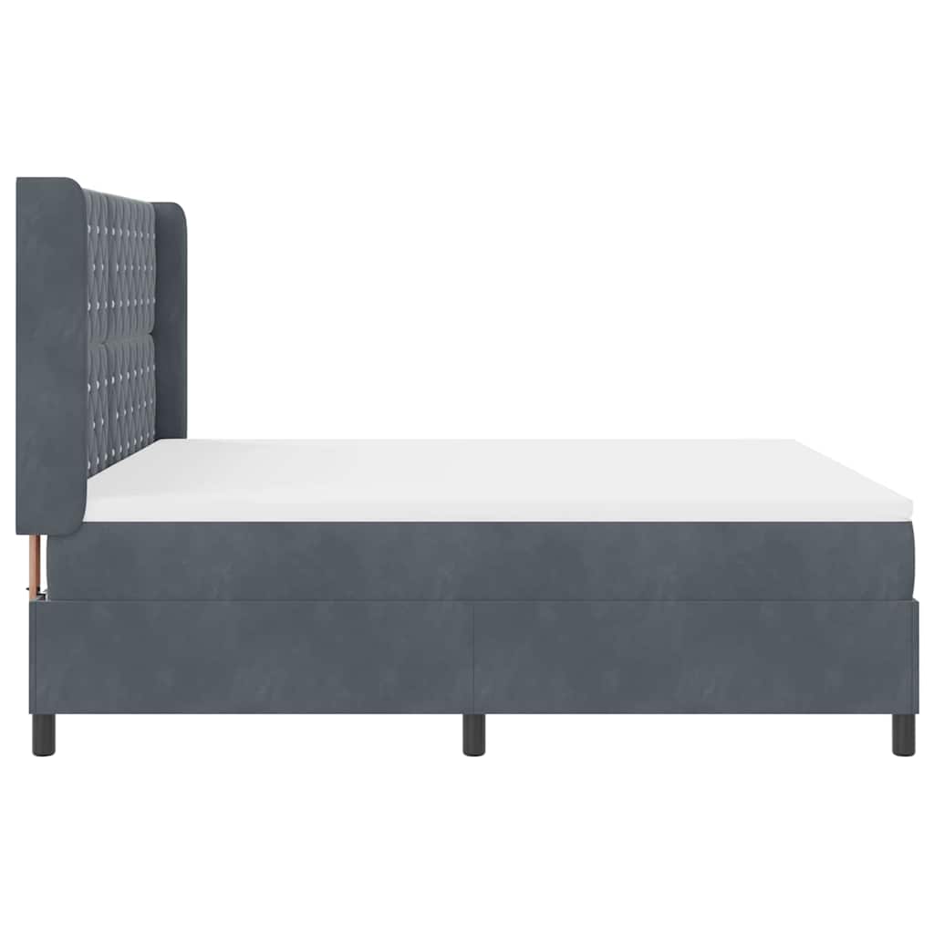 Boxspringbett mit Matratze mit LED Dunkelgrau 180 x 200 cm Samt