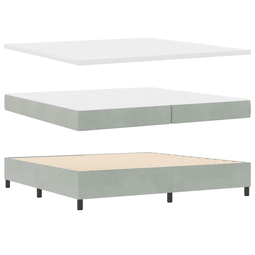LED Boxspringbett mit Matratze Hellgrau 200 x 200 cm Samt