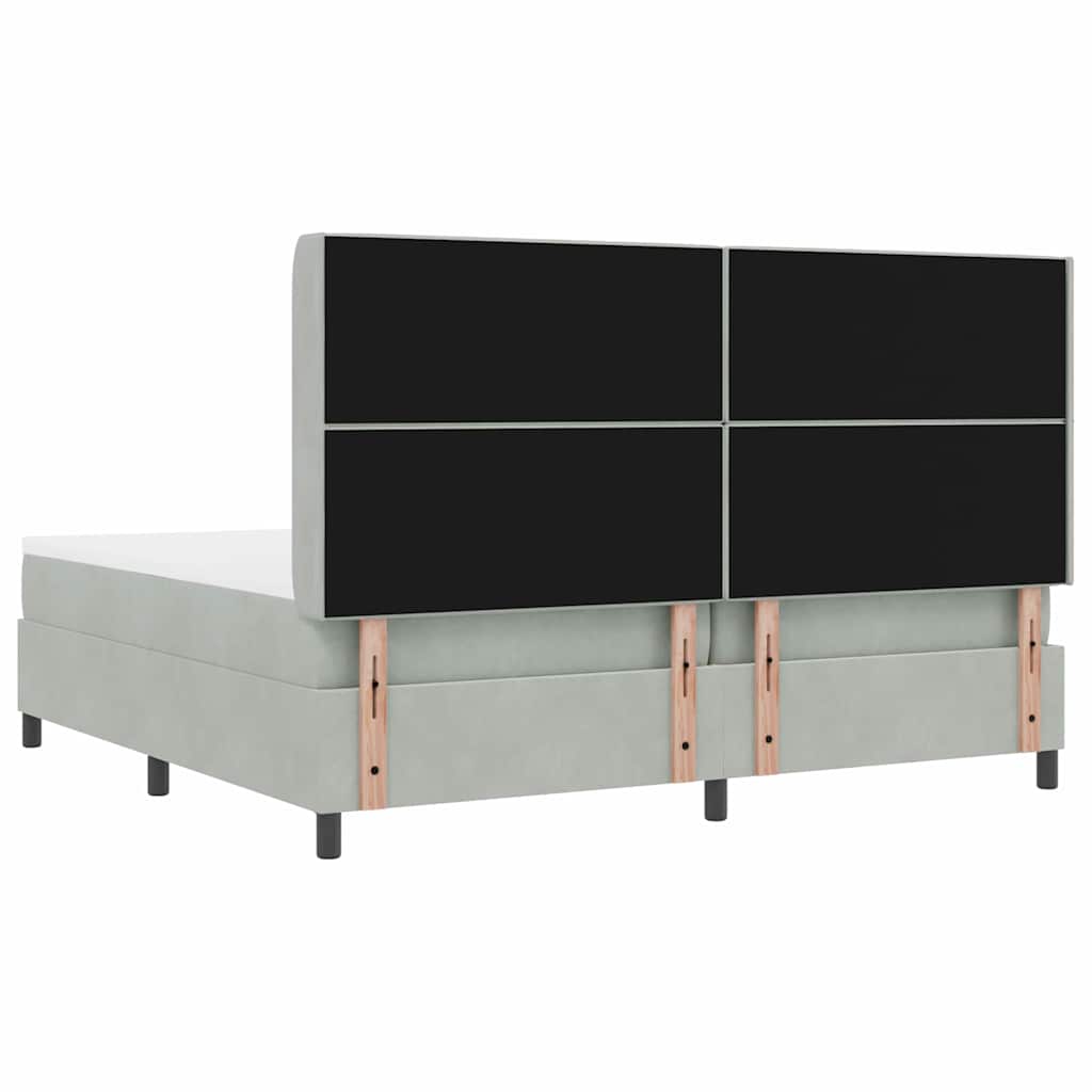 LED Boxspringbett mit Matratze Hellgrau 200 x 200 cm Samt