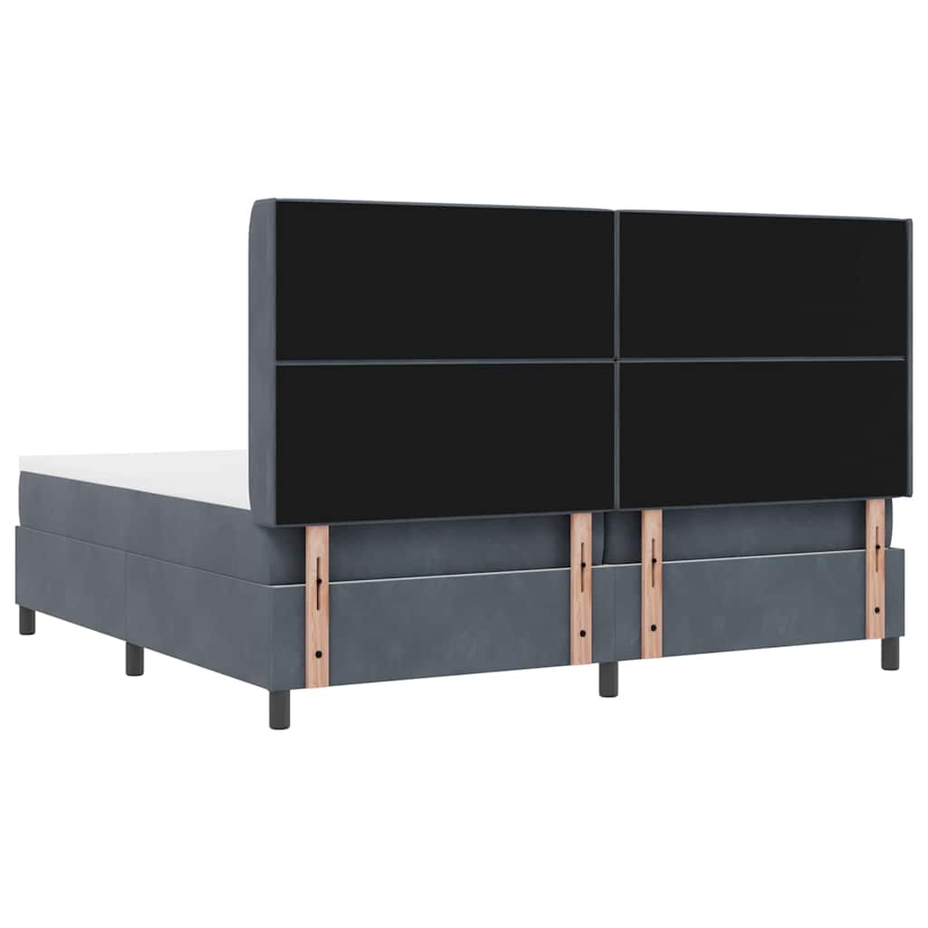LED Boxspringbett mit Matratze Dunkelgrau 200 x 200 cm Samt