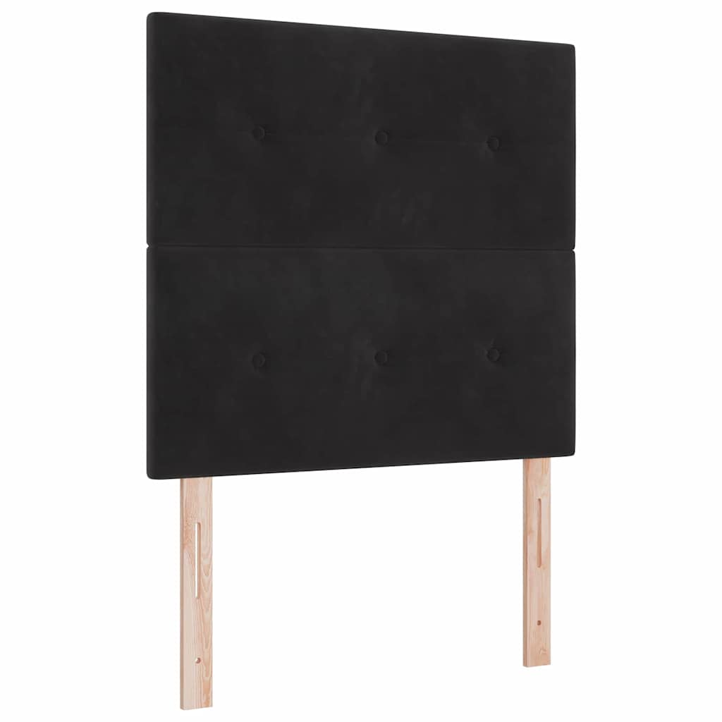 LED Boxspringbett mit Matratze Schwarz 80 x 200 cm Samt