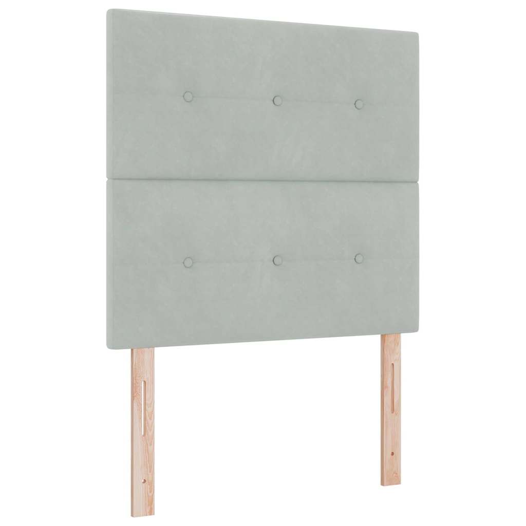 LED Boxspringbett mit Matratze Hellgrau 90 x 190 cm Samt