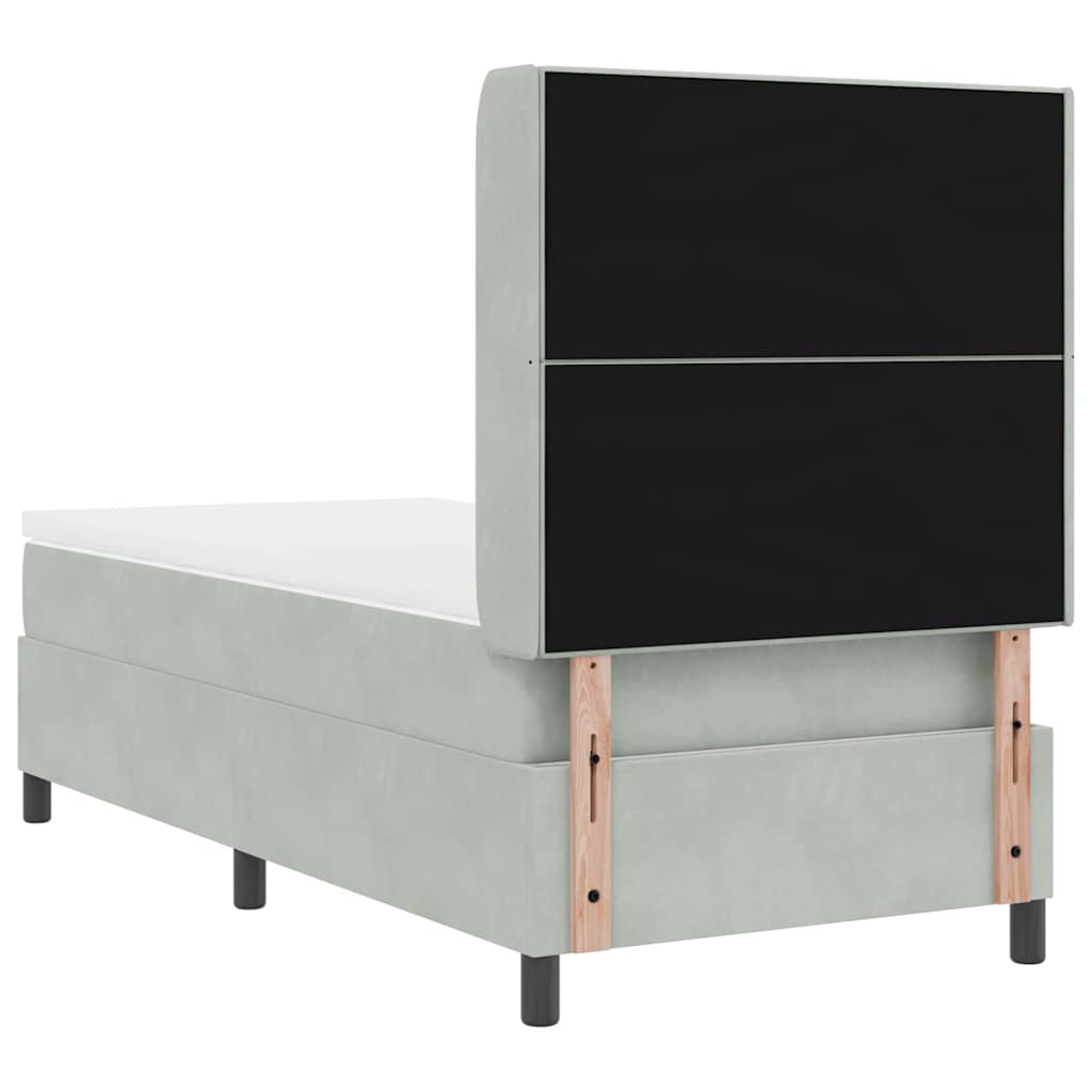 LED Boxspringbett mit Matratze Hellgrau 90 x 190 cm Samt
