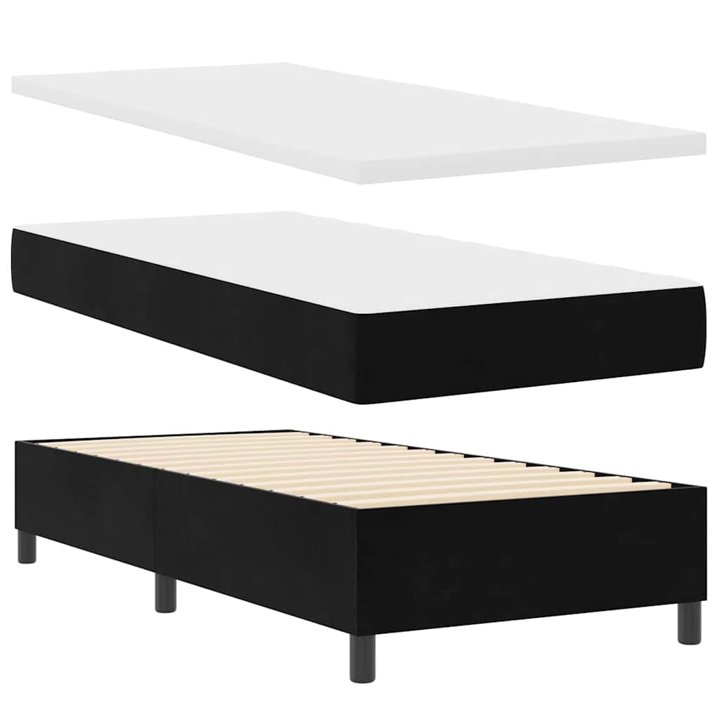 LED Boxspringbett mit Matratze Schwarz 90 x 190 cm Samt