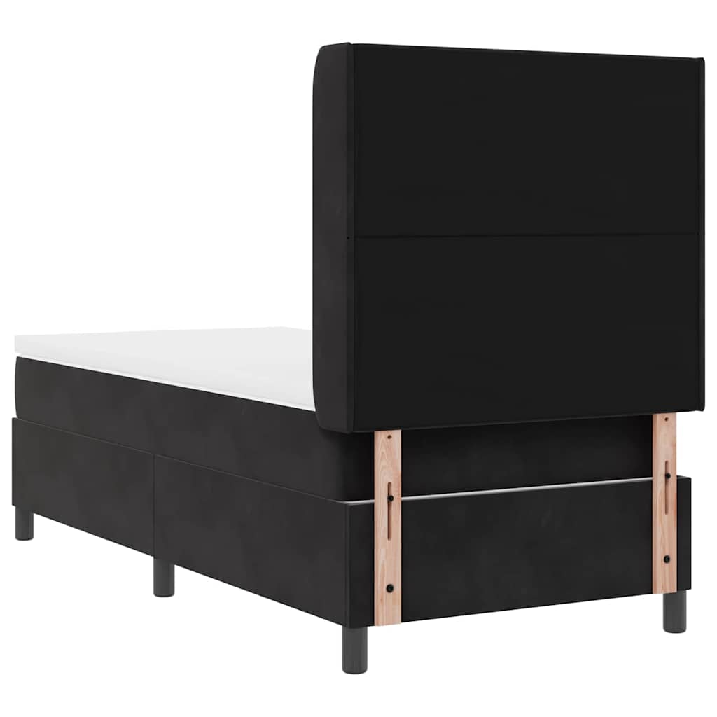 LED Boxspringbett mit Matratze Schwarz 90 x 190 cm Samt