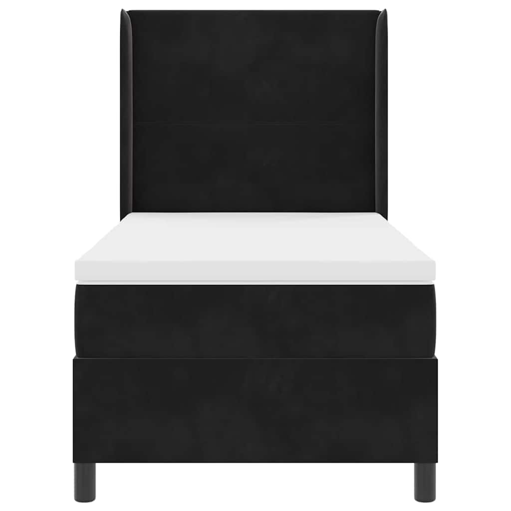 LED Boxspringbett mit Matratze Schwarz 90 x 190 cm Samt