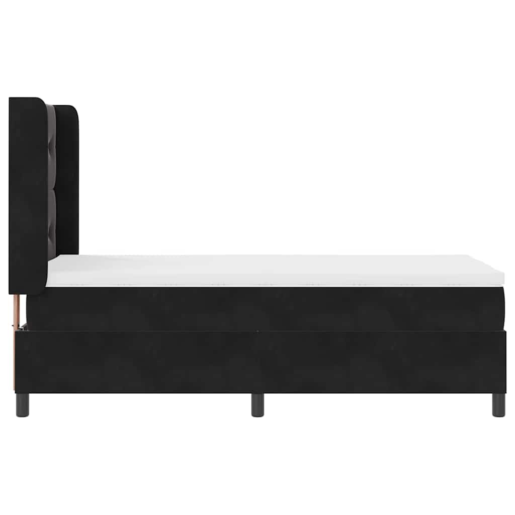 LED Boxspringbett mit Matratze Schwarz 90 x 190 cm Samt
