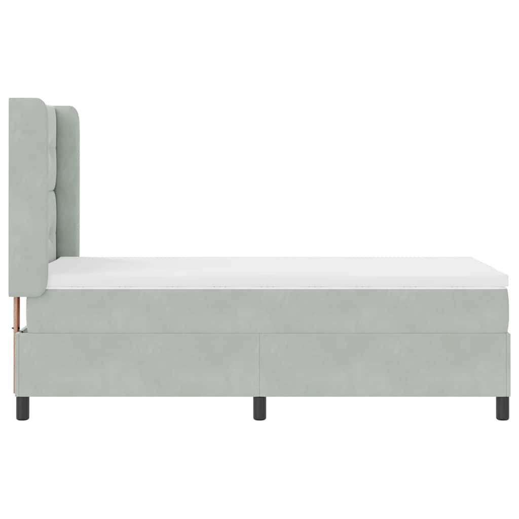 Boxspringbett mit LED-Lichtleisten Hellgrau 90 x 200 cm Samt