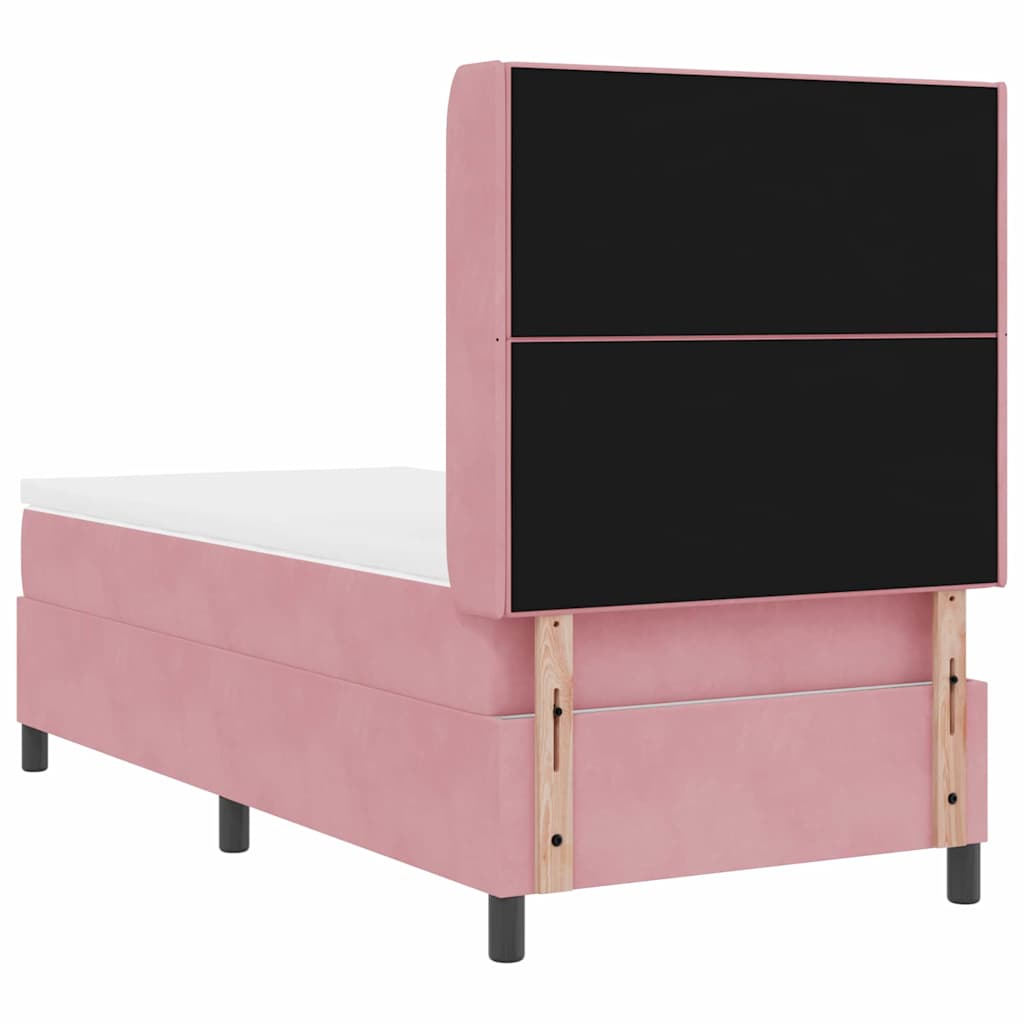 LED Boxspringbett mit Matratze Rosa 90 x 200 cm Samt