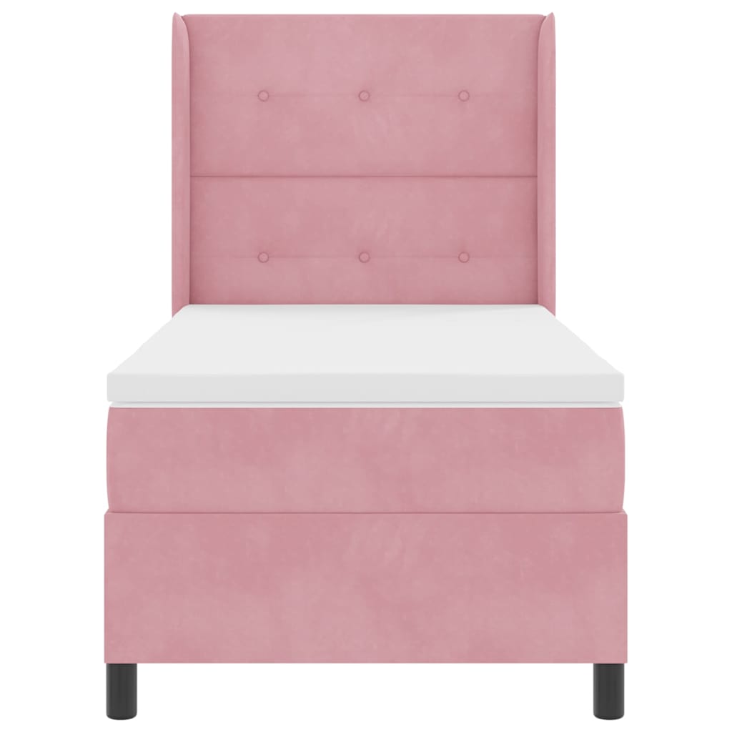 LED Boxspringbett mit Matratze Rosa 90 x 200 cm Samt