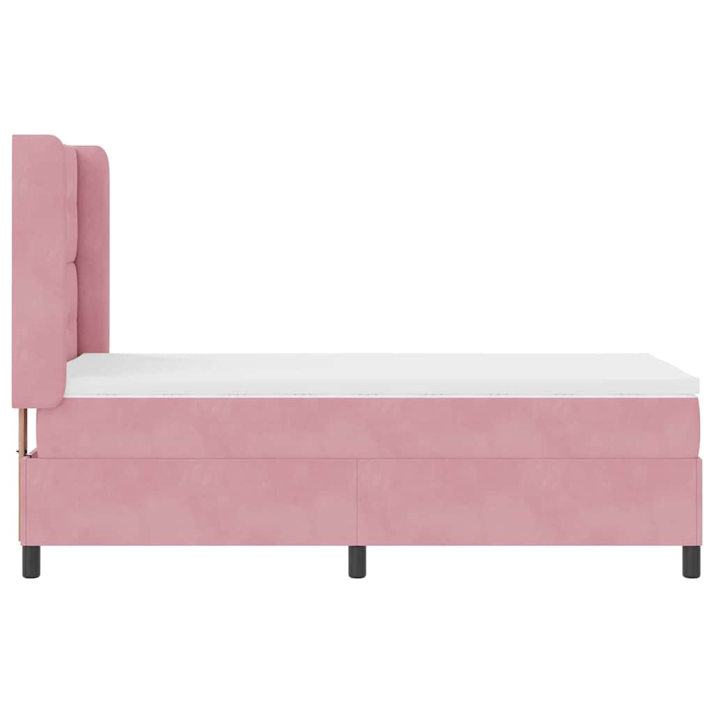 LED Boxspringbett mit Matratze Rosa 90 x 200 cm Samt