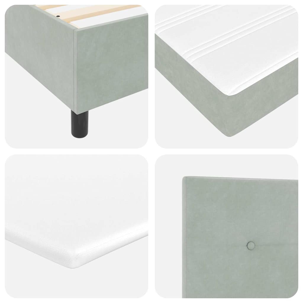 LED Boxspringbett mit Matratze Hellgrau 100 x 200 cm Samt