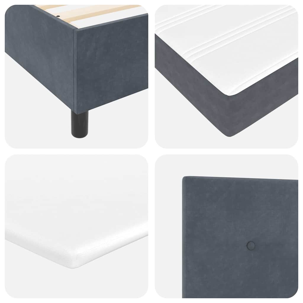 Boxspringbett mit LED-Lichtleisten Dunkelgrau 100 x 200 cm Samt