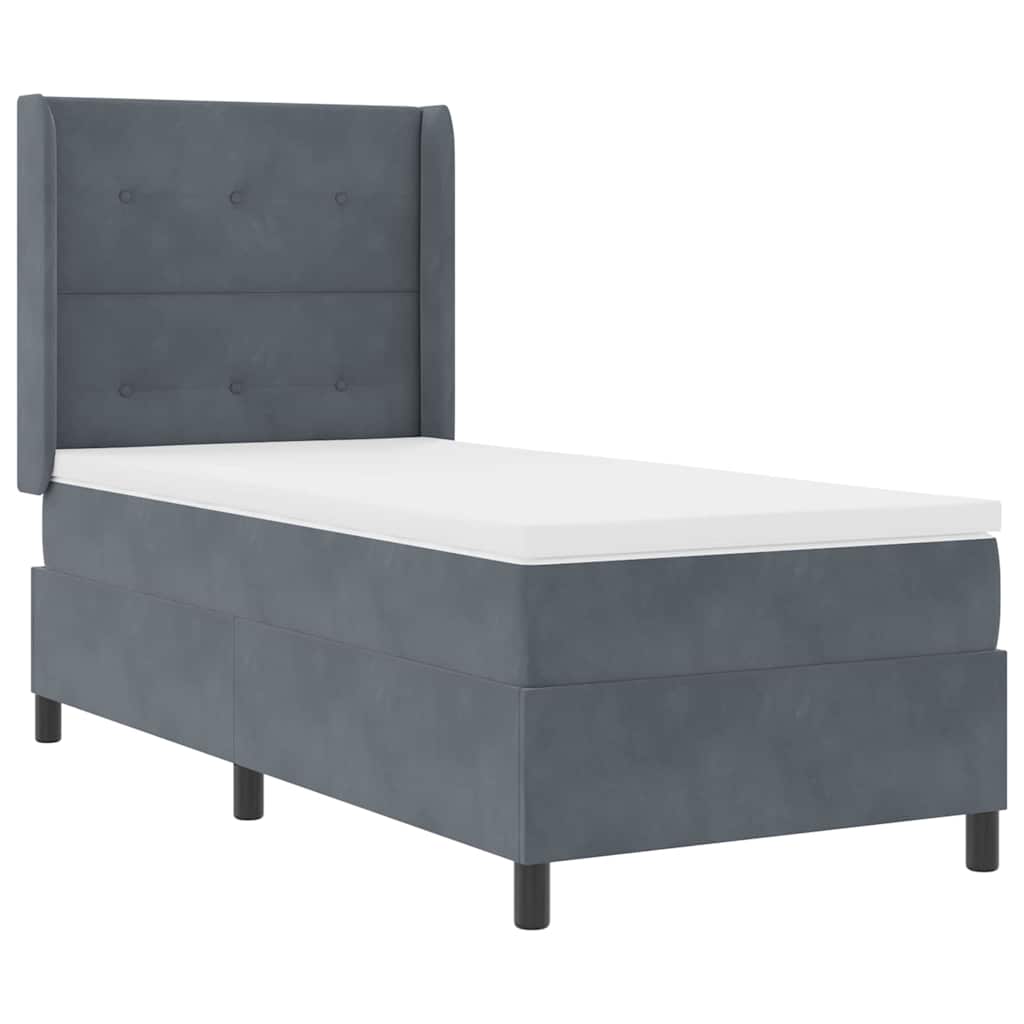 LED Boxspringbett mit Matratze Dunkelgrau 100 x 200 cm Samt