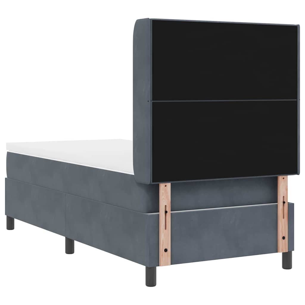 LED Boxspringbett mit Matratze Dunkelgrau 100 x 200 cm Samt