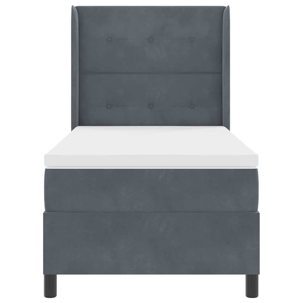 Boxspringbett mit LED-Lichtleisten Dunkelgrau 100 x 200 cm Samt